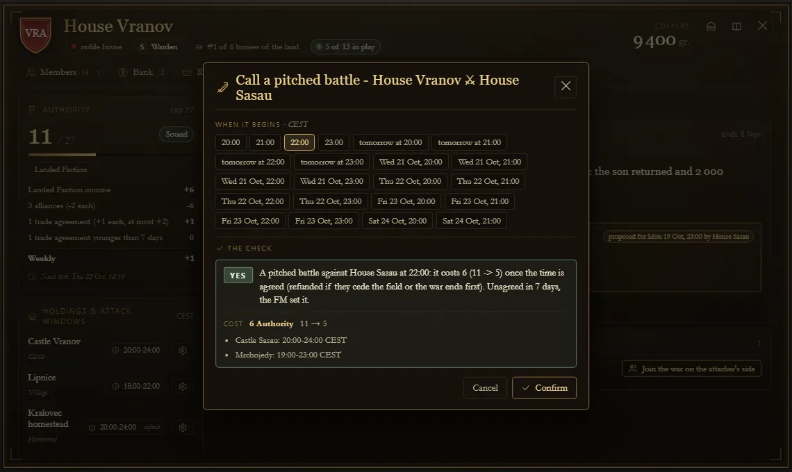 Calling a pitched battle