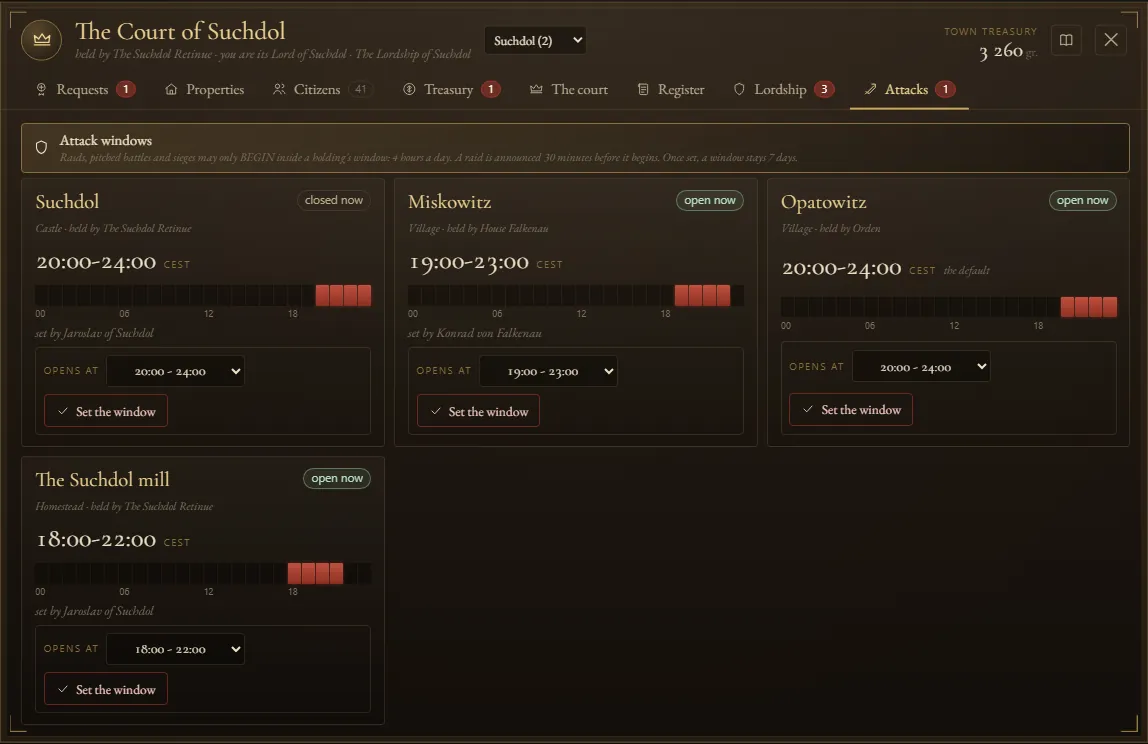 The Attacks tab for a Lord