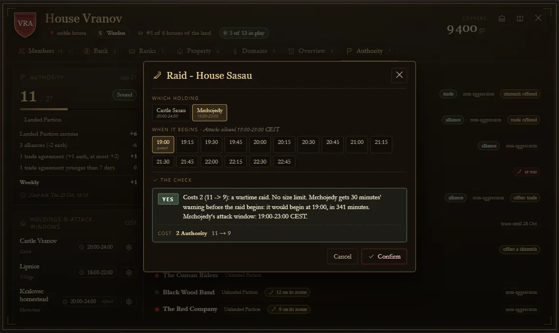 The raid dialog