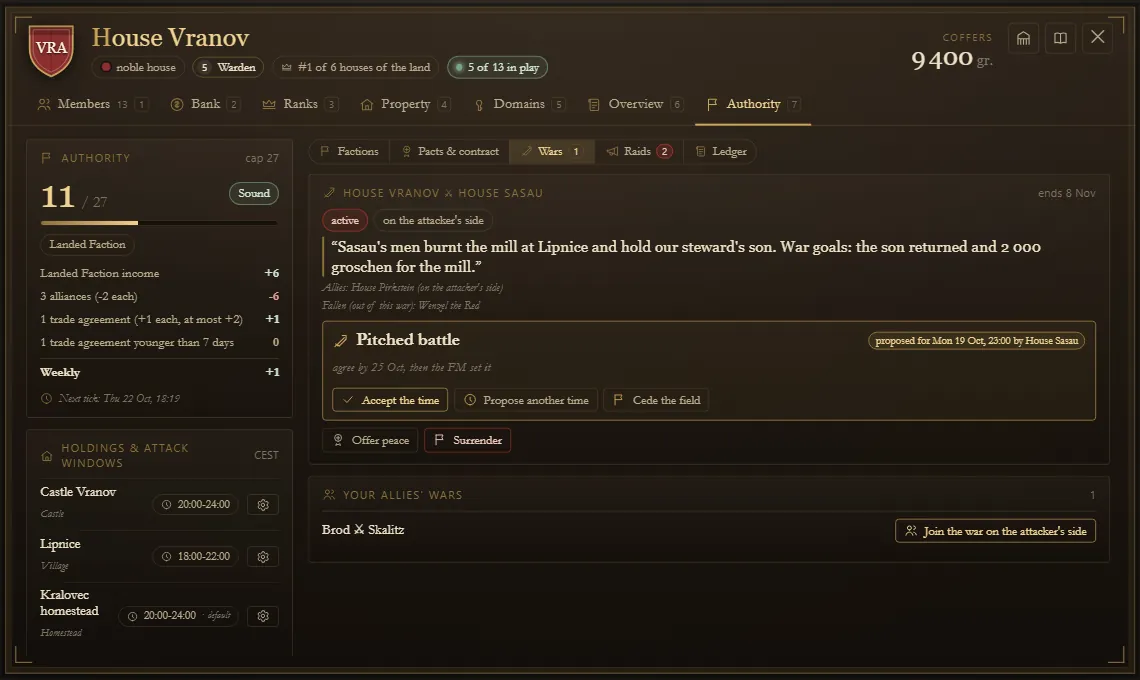 The Wars tab